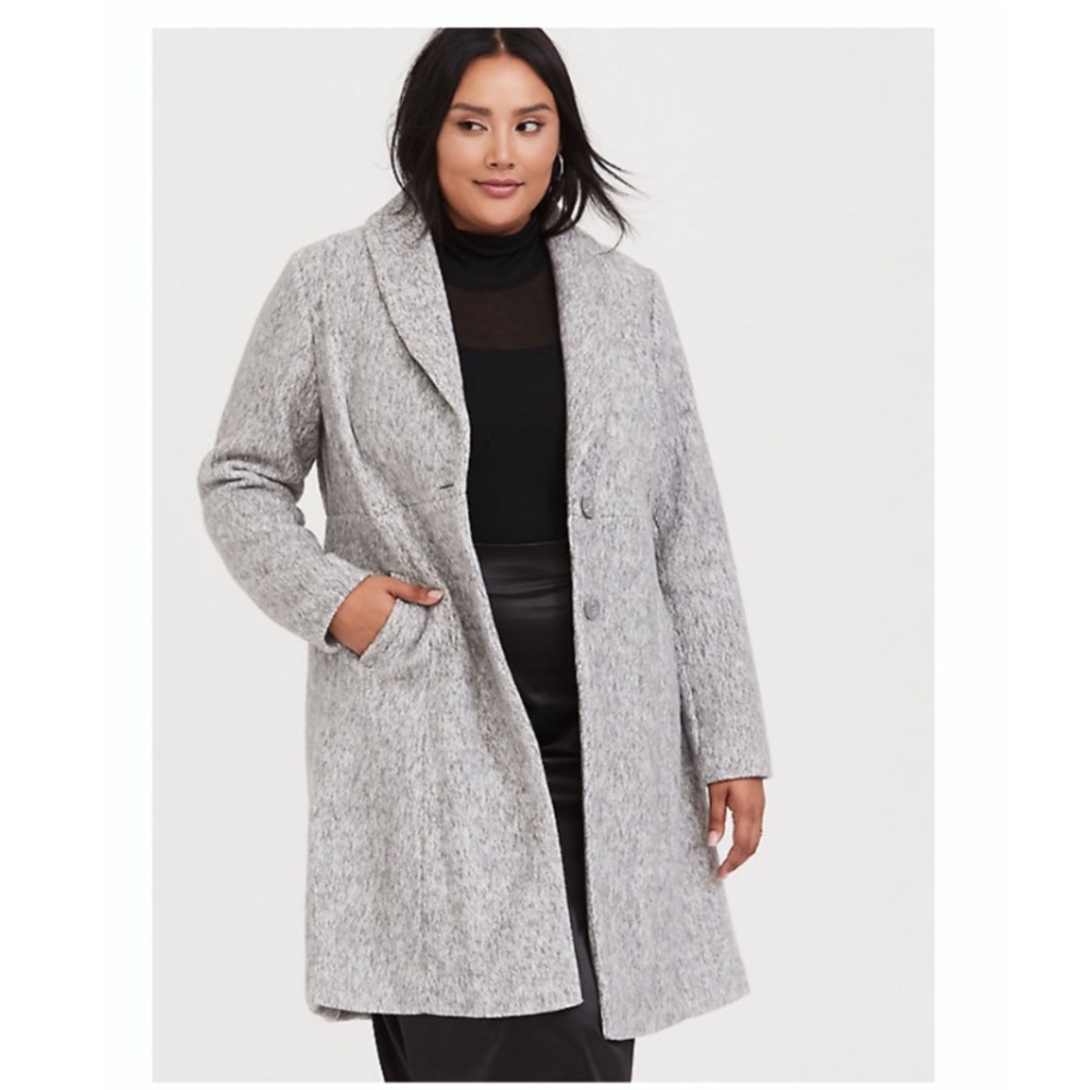 Torrid Marled Light Gray Hacci A-line Coat